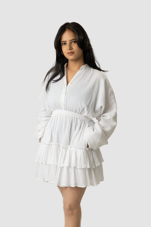 White Tiered Mini Dress