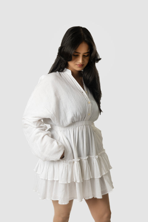 White Tiered Mini Dress