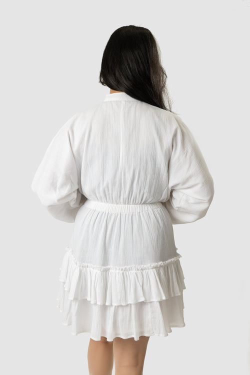 White Tiered Mini Dress